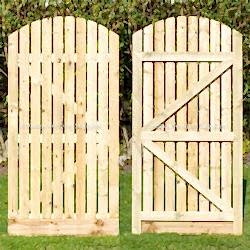 Arch top palisade gate. Wooden slated garden gate