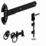 black gate ironmongery set for pair of gates