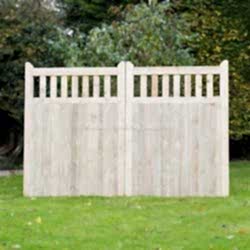Pair of wooden open top gates. Wooden driveway gates.