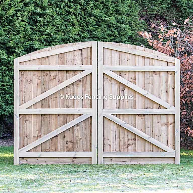 Pair of Arch Top Wooden Gate Frame Side