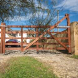 Iroko turned heel hardwood 5 bar gate driveway
