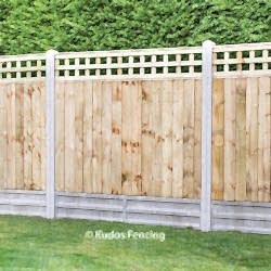 Trellis top closeboard panels with concrete posts and gravel boards