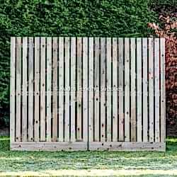 Wooden palisade driveway gates
