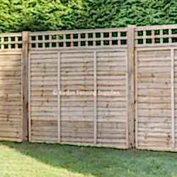 Trellis top lap panels with timber posts