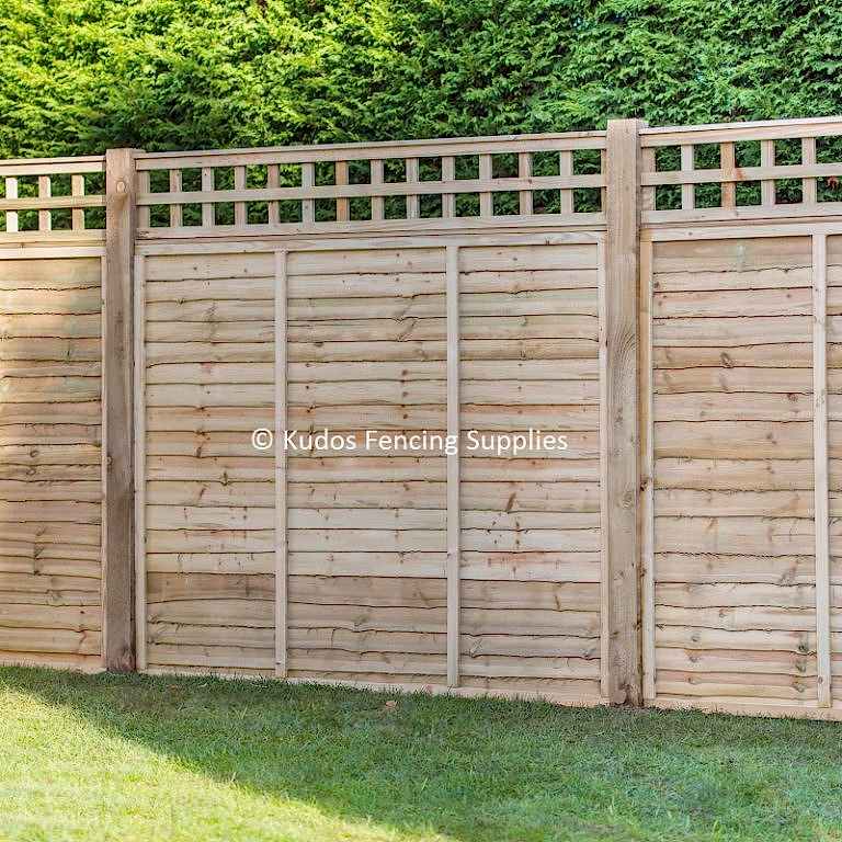 Trellis top lap panels with timber posts