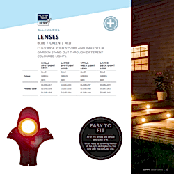 Garden light lens in blue, green and red