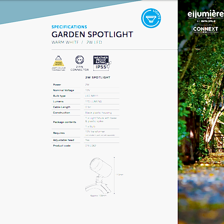 small garden spotlight spec