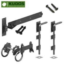 Double gate adjustable hinge and latch set in Black