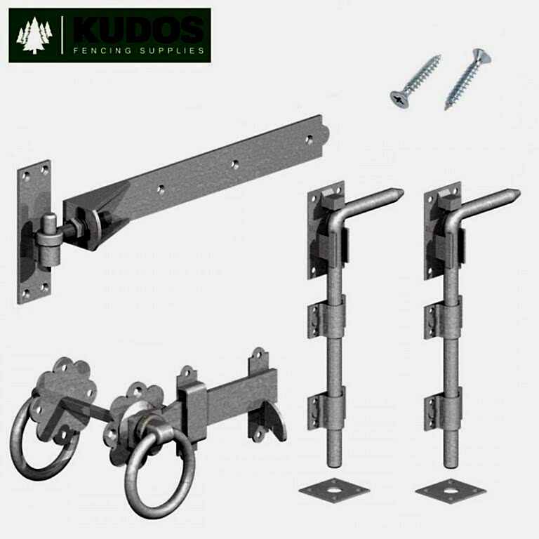 adjustable hinge and latch set for double gates
