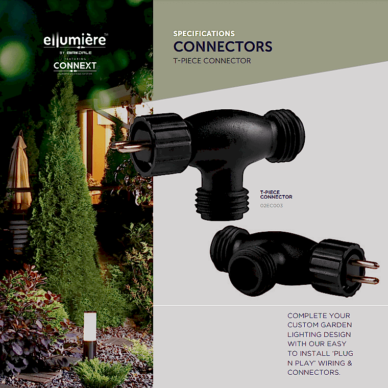 T Piece garden lighting connectors