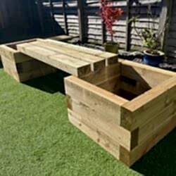 Wooden raised bed seat